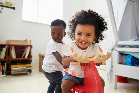 Children toys playing together