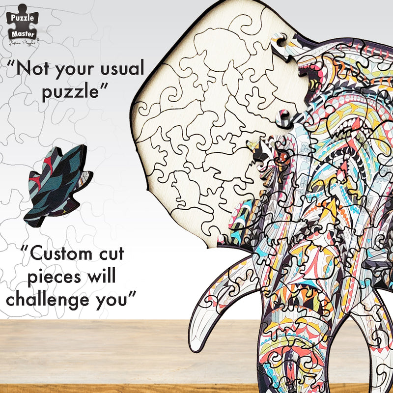 Load image into Gallery viewer, 137 Piece Wooden Jigsaw Puzzle, Elephant