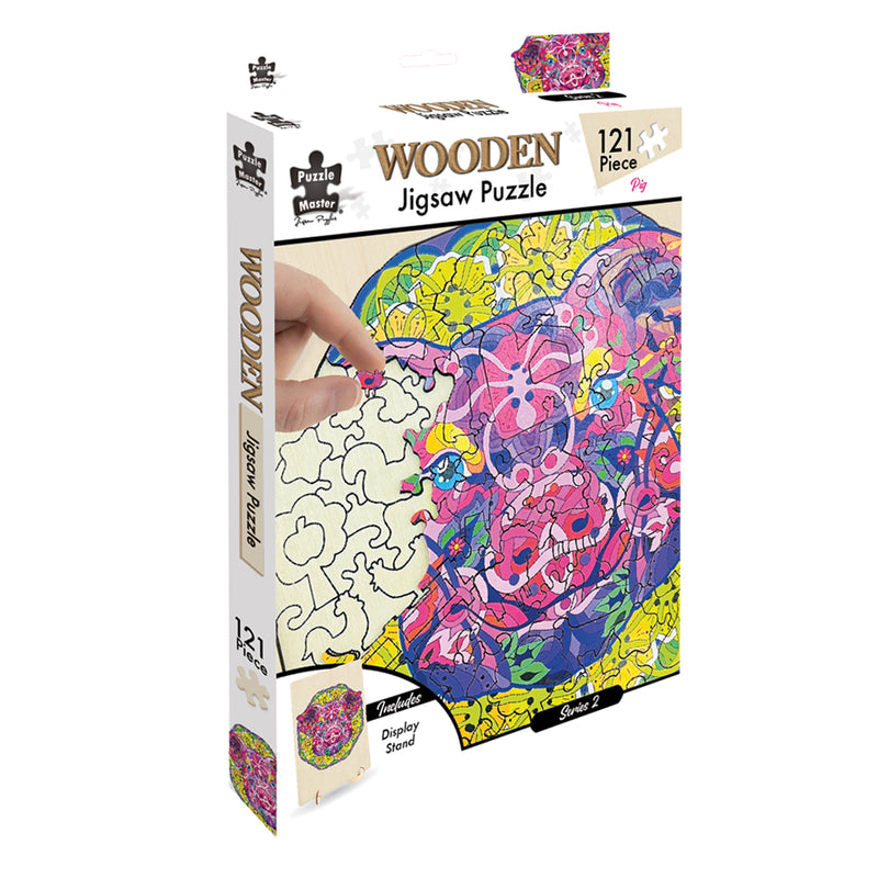 Load image into Gallery viewer, 121 Piece Wooden Jigsaw Puzzle, Pig