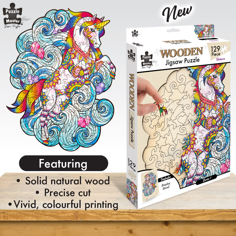 Load image into Gallery viewer, 129 Piece Wooden Jigsaw Puzzle, Unicorn