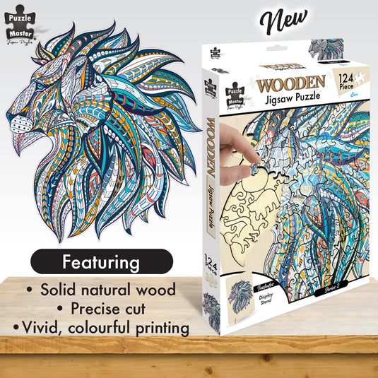 124 Piece Wooden Jigsaw Puzzle, Lion