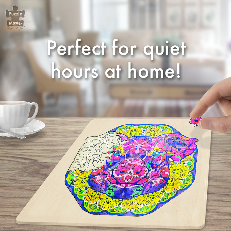 Load image into Gallery viewer, 121 Piece Wooden Jigsaw Puzzle, Pig