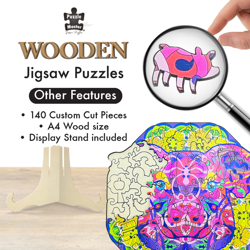 Load image into Gallery viewer, 121 Piece Wooden Jigsaw Puzzle, Pig