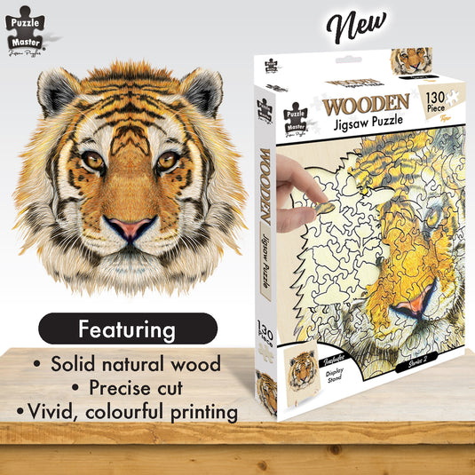 130 Piece Wooden Jigsaw Puzzle Tiger