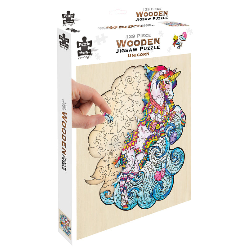 Load image into Gallery viewer, 129 Piece Wooden Jigsaw Puzzle, Unicorn