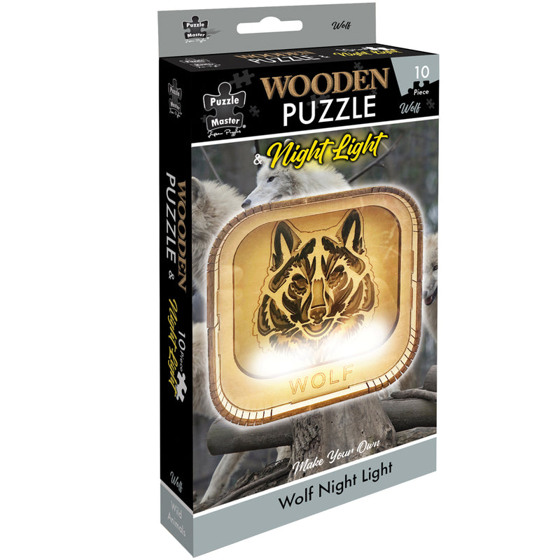 Load image into Gallery viewer, Wooden Night Light Puzzle Wolf