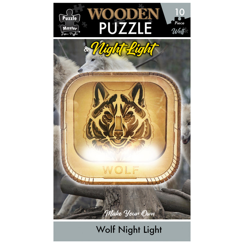 Load image into Gallery viewer, Wooden Night Light Puzzle Wolf