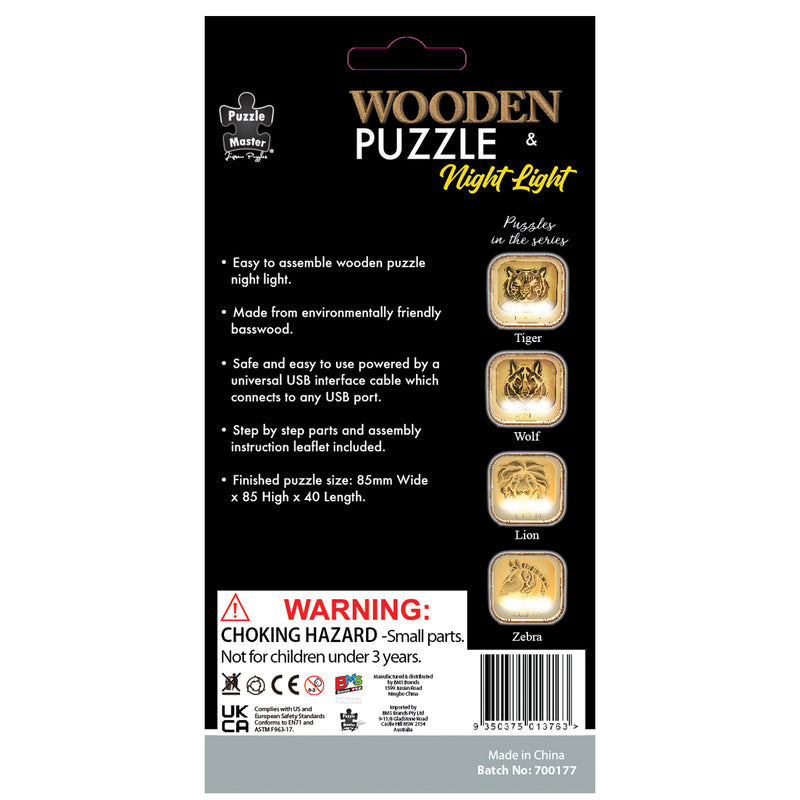 Load image into Gallery viewer, Wooden Night Light Puzzle Wolf