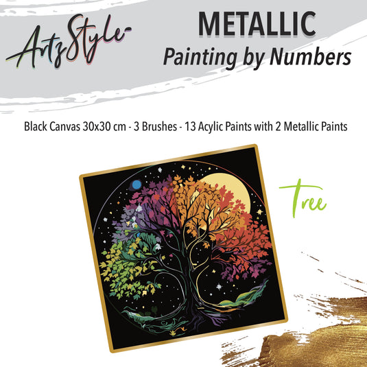 Metallic Paint By Number Tree
