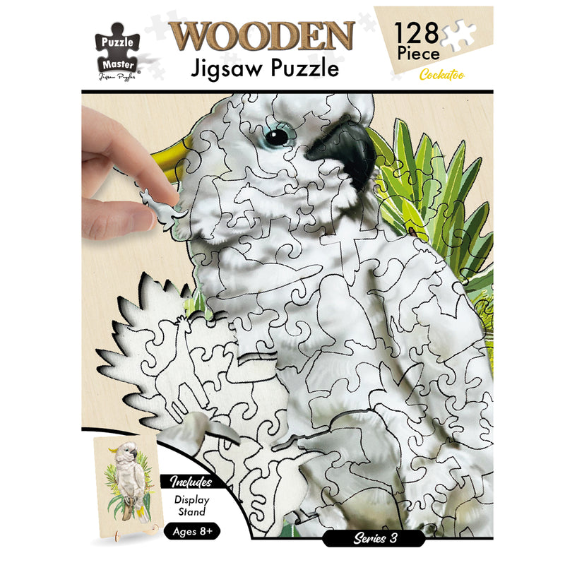 Load image into Gallery viewer, 128 Piece Wooden Jigsaw Puzzle, Cockatoo
