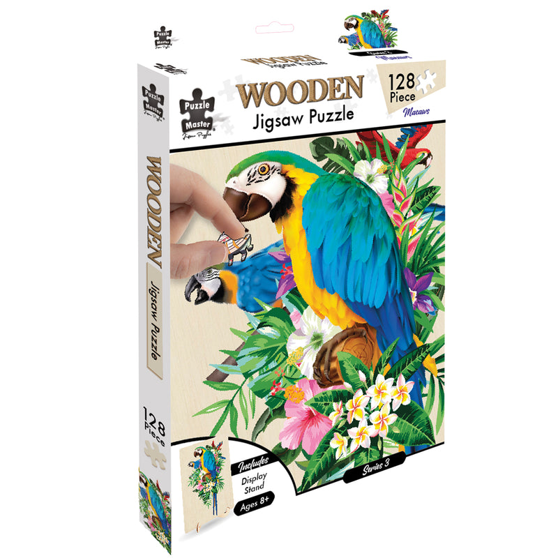 Load image into Gallery viewer, 128 Piece Wooden Jigsaw Puzzle, Macaw
