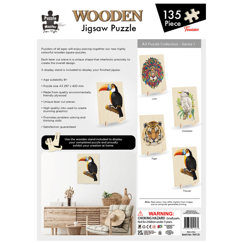 Load image into Gallery viewer, 135 Piece Wooden Jigsaw Puzzle, Toucan (A3 Series)
