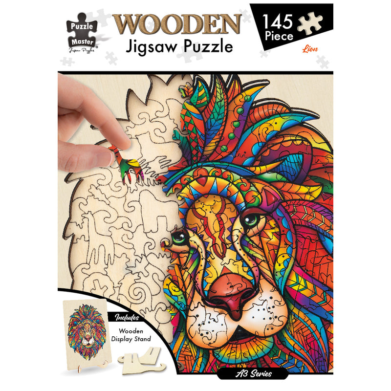 Load image into Gallery viewer, 145 Piece Wooden Jigsaw Puzzle, Lion (A3 Series)
