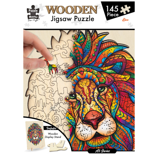 145 Piece Wooden Jigsaw Puzzle, Lion (A3 Series)