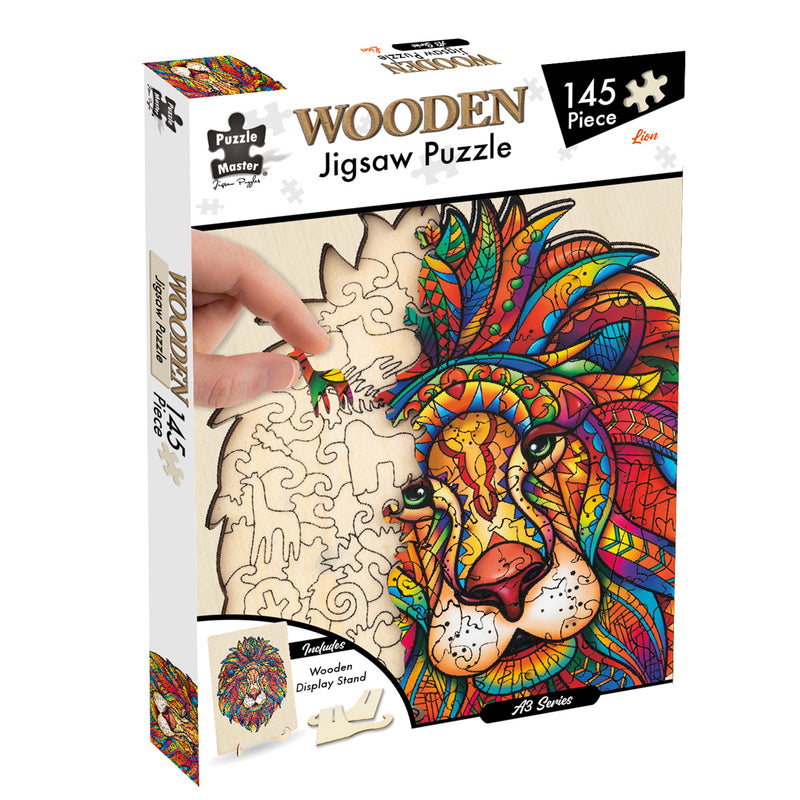 Load image into Gallery viewer, 145 Piece Wooden Jigsaw Puzzle, Lion (A3 Series)
