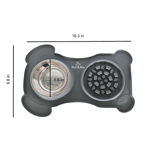 Wuf & Mio 2-in-1 Dog Feeding Mat - Slow Feeder & Water Bowl Combo