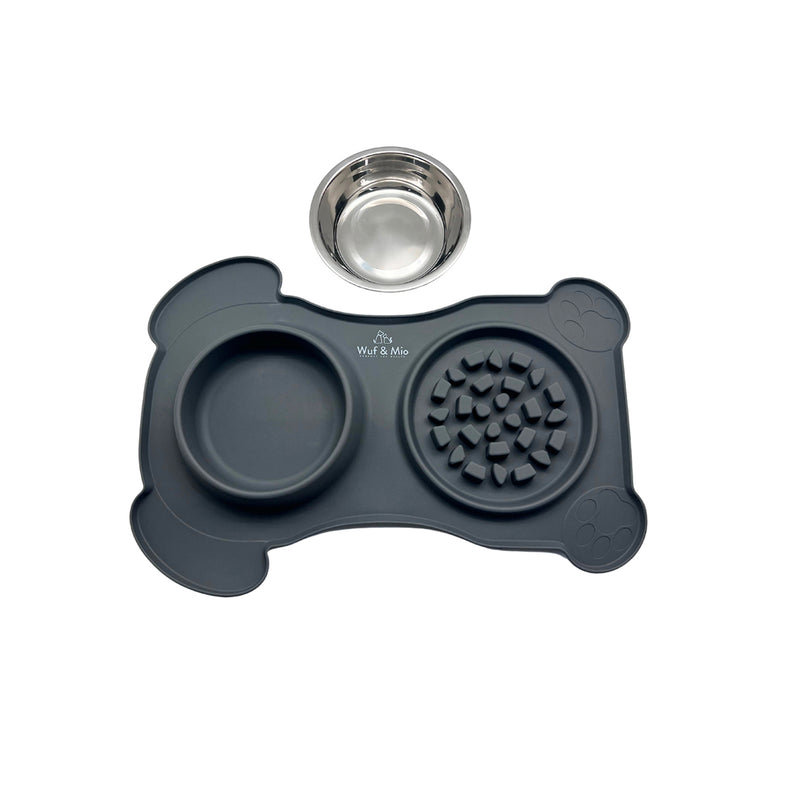 Load image into Gallery viewer, Wuf &amp; Mio 2-in-1 Dog Feeding Mat - Slow Feeder &amp; Water Bowl Combo
