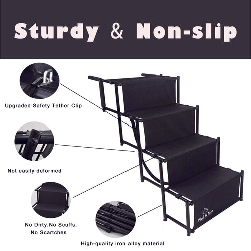 Wuf & Mio Foldable Dog Stairs - Safe, Sturdy & Stress-Free Access for Pets