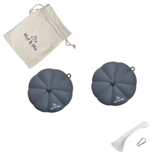 Wuf & Mio Silicone Pet Food Can Covers - 2-Pack with Scoop & Storage Pouch