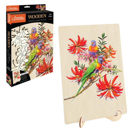 Australian Geographic 124 Piece Wooden Jigsaw Puzzle Lorikeets