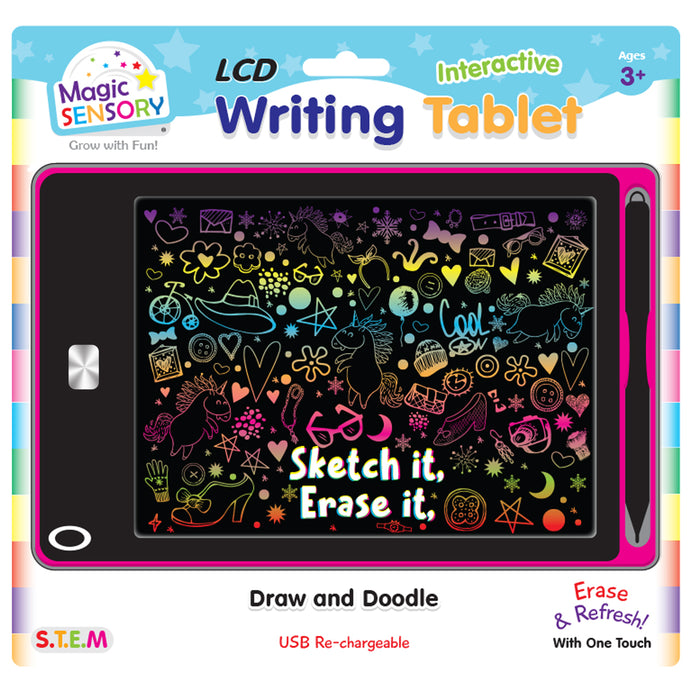 Interactive LCD Writing Tablet - Pink Unicorn (USB Rechargeable)