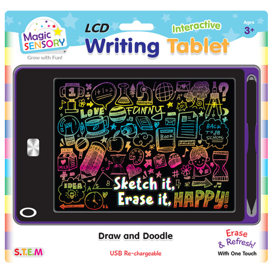 Interactive LCD Writing Tablet - Purple Art (USB Rechargeable)