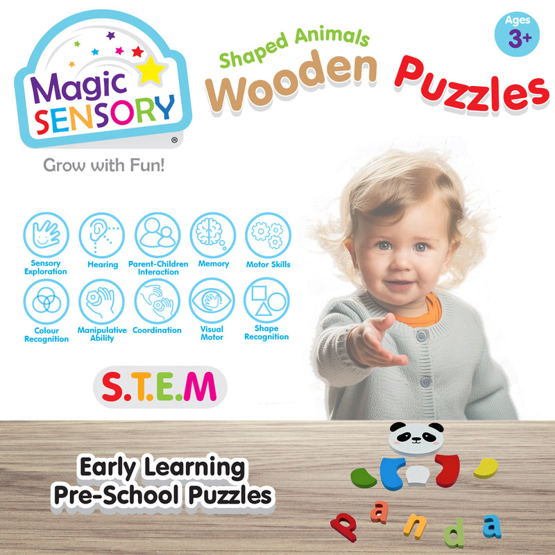 Load image into Gallery viewer, Shaped Animals Wooden Puzzles Triple Pack
