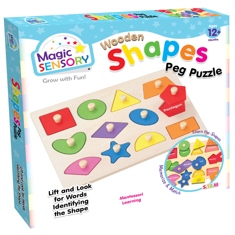 Load image into Gallery viewer, Wooden Shapes Peg Puzzle
