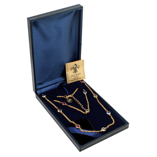 Lys Bleu Stone Chanel Bracelet & Necklace Set with Swarovski Elements