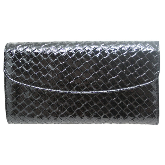 Black Crocodile Style Leather Jewellery Travel Wallet