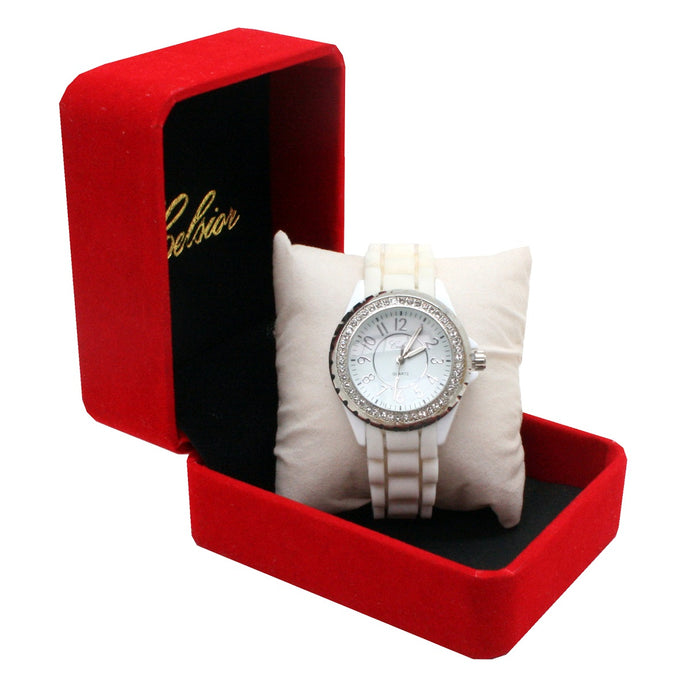 Celsior Ladie's White Watch with Silicone Band