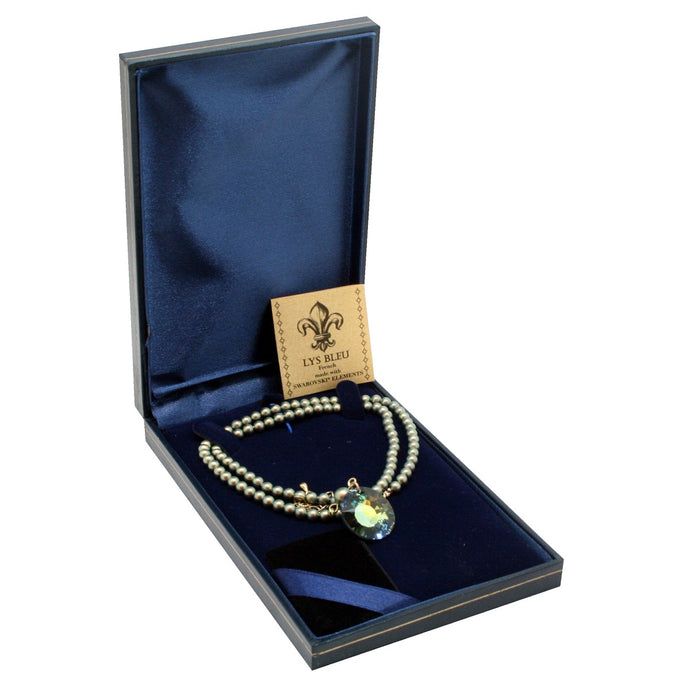 Lys Bleu Crystal Disc & Pearl Necklace with Swarovski Elements
