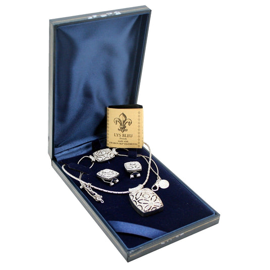 Lys Bleu Rhodium Plated Necklace, Bracelet and Earrings Set with Swarovski Elements