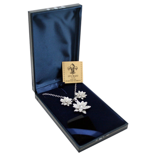 Lys Bleu Crystal Fleur Pendant & Earrings Set with Swarovski Elements