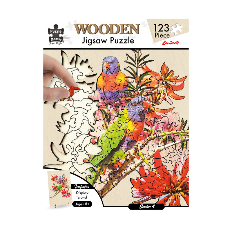 Load image into Gallery viewer, Shaped Wooden Jigsaw Puzzle, Lorikeets
