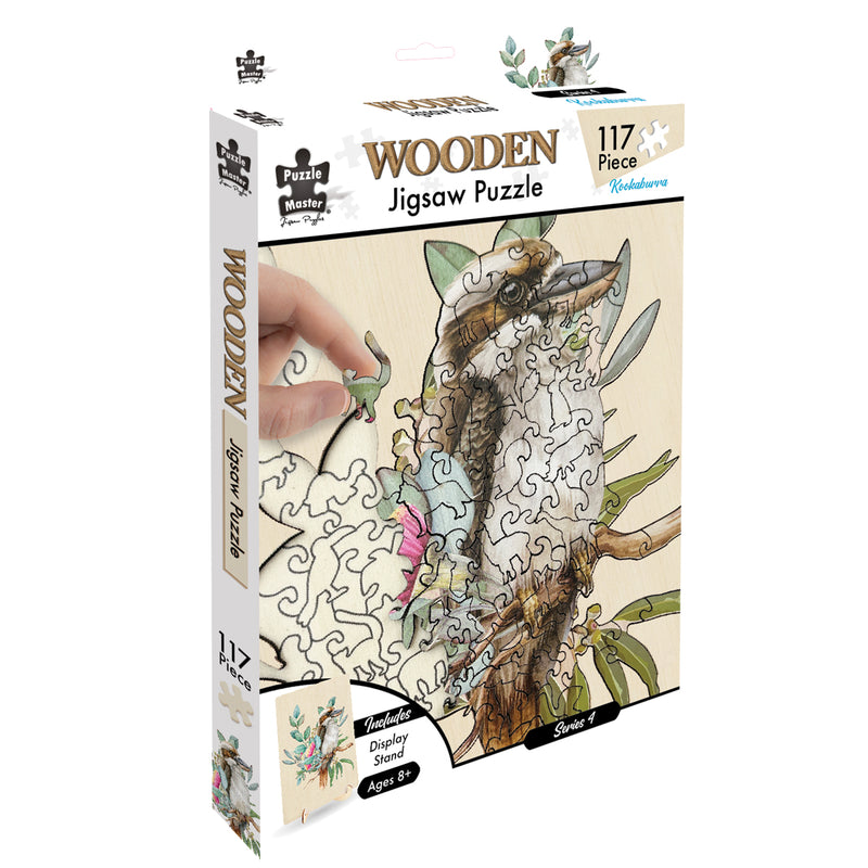 Load image into Gallery viewer, 117 Piece Shaped Wooden Jigsaw Puzzle, Kookaburra
