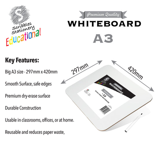 A3 Dual Sided Wooden Whiteboard