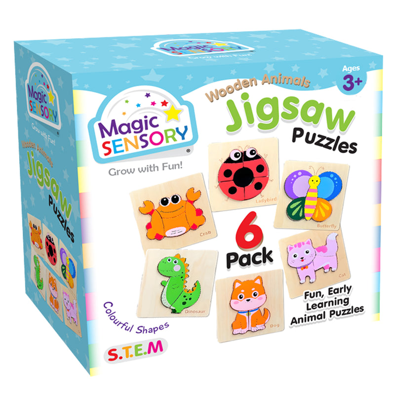 Load image into Gallery viewer, Wooden Animals Jigsaw Puzzle 6 Pack
