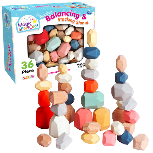36 Piece Wooden Balancing & Stacking Stones