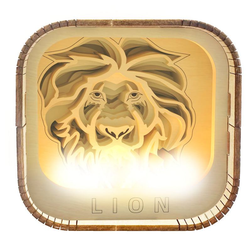 Load image into Gallery viewer, Wooden Night Light Puzzle Lion
