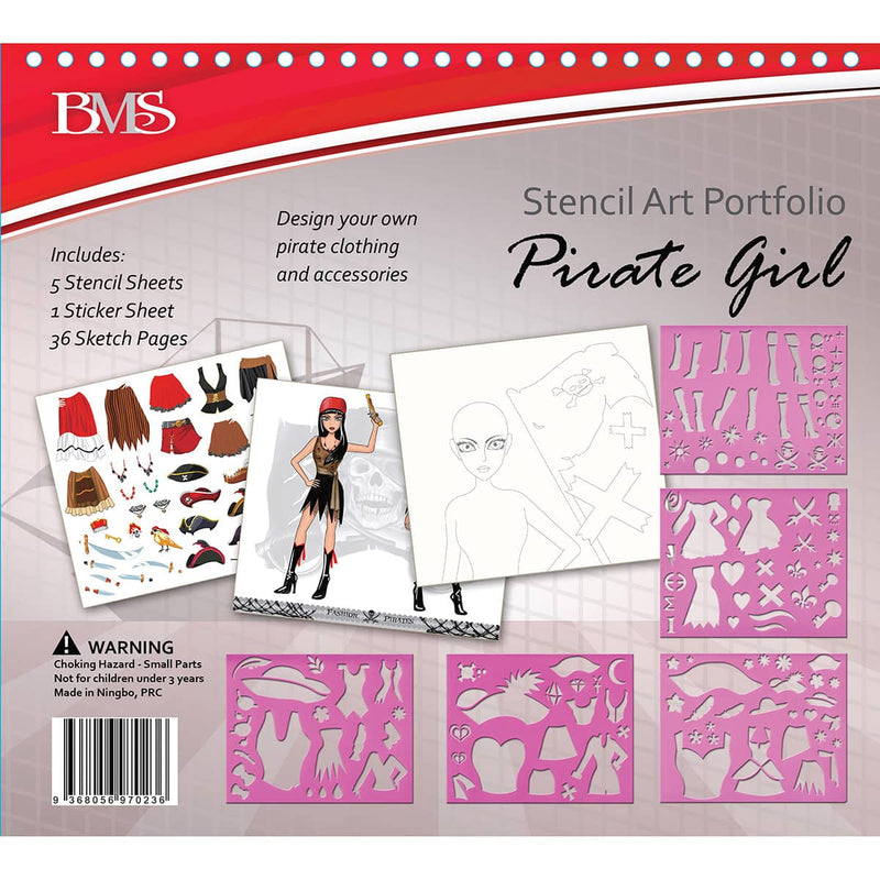 Load image into Gallery viewer, Pirate Girl Stencil Art Portfolio
