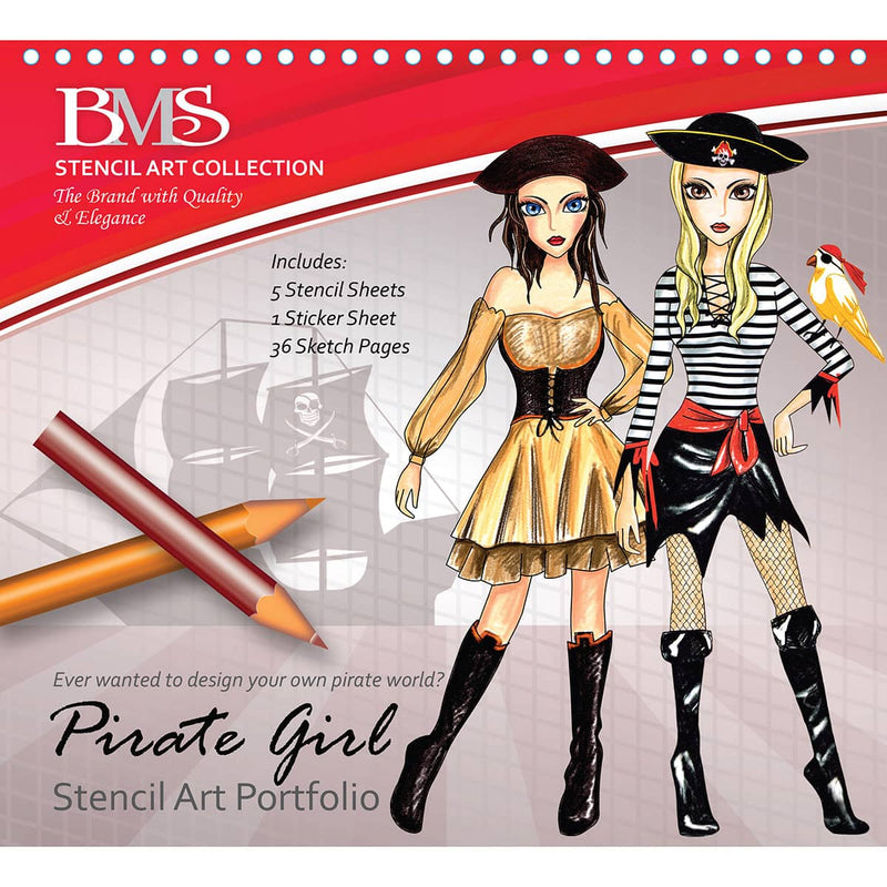 Load image into Gallery viewer, Pirate Girl Stencil Art Portfolio
