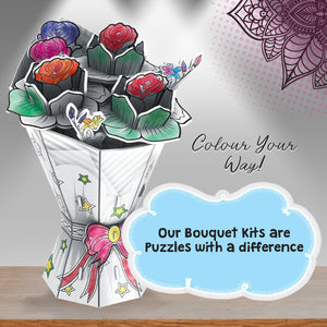 Colour And Build Your Own 3D Roses Bouquet - Craft Kits - Daves Deals